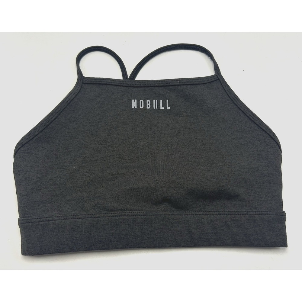 Nobull Sports Bra Womens Small High Neck Gray Wire Free Racerback Sporty Read